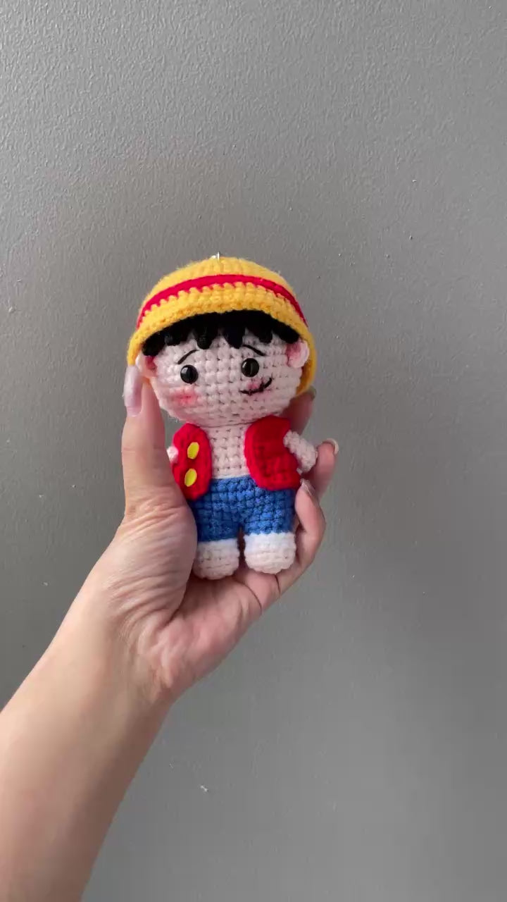 Handmade Crochet Luffy One Piece Keychain