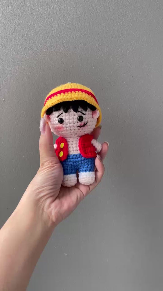 Handmade Crochet Luffy One Piece Keychain