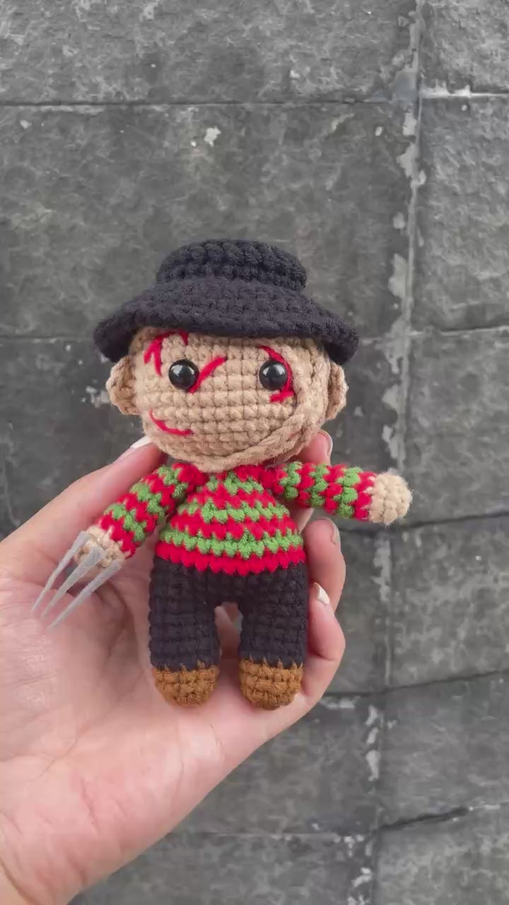 Handmade Crochet Spooky Halloween Freddy Doll