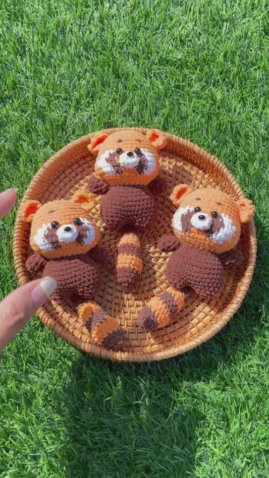 Handmade Crochet Raccoon Keychain