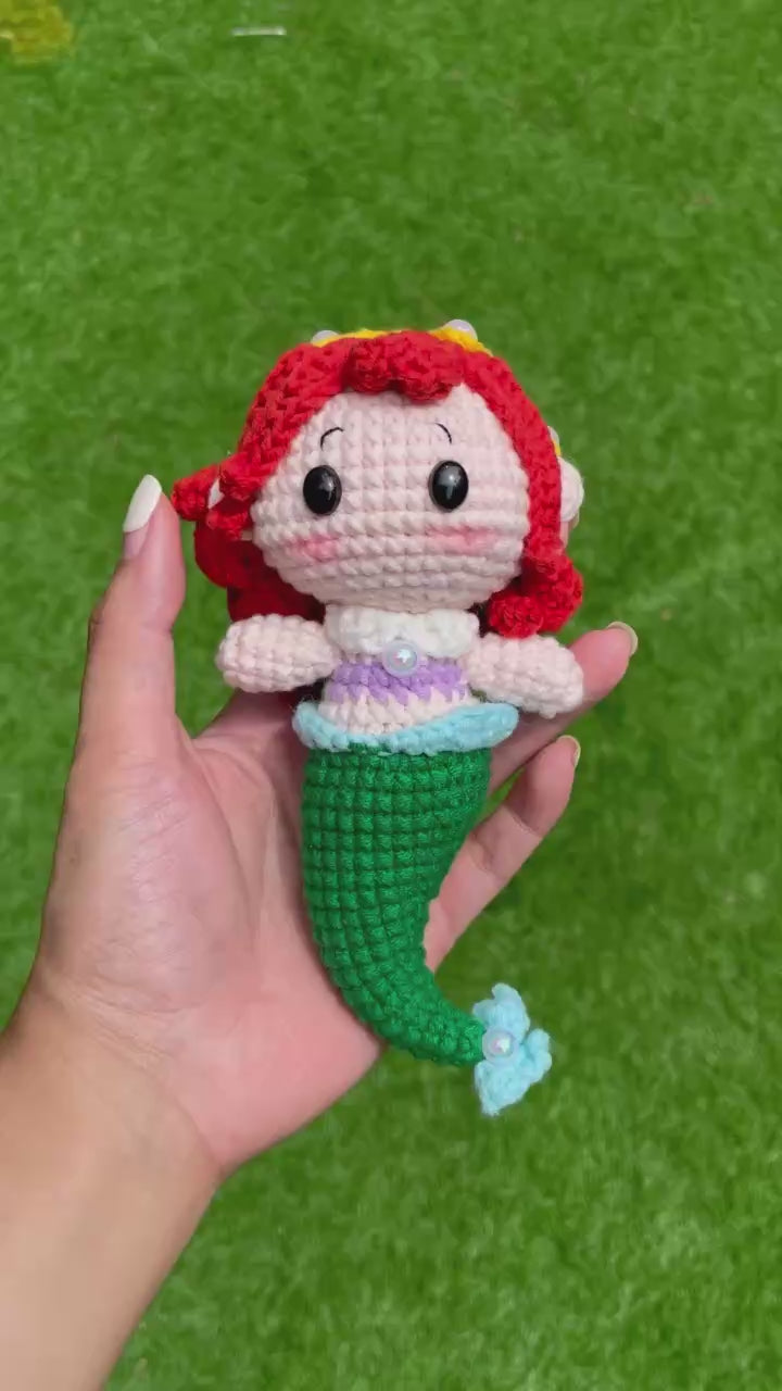 Handmade Crochet Ariel Princess Little Mermaid Keychain