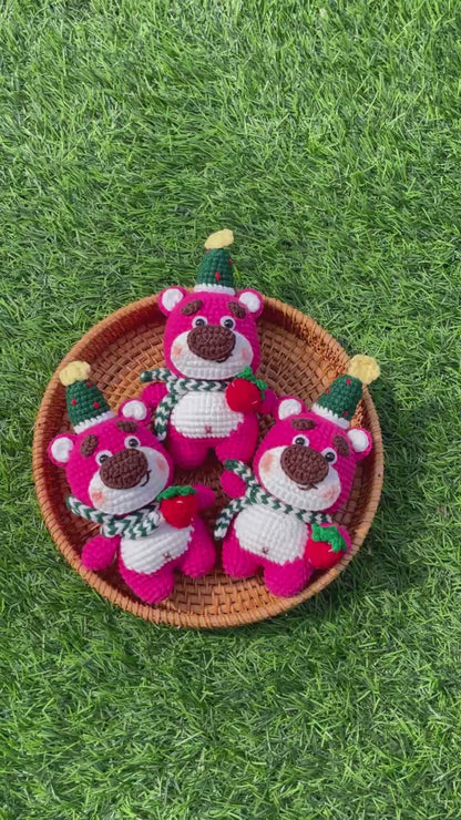 Handmade Crochet Christmas Lotso Plush Keychain