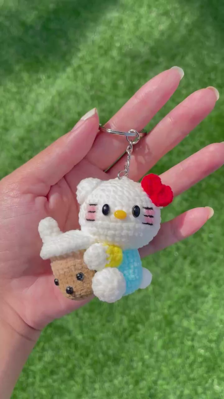 Handmade Crochet Hello Kitty Small Keychain