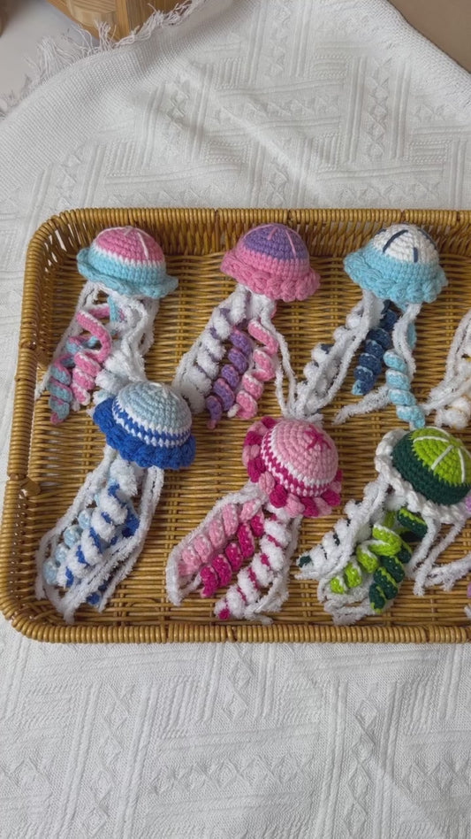 Handmade Crochet Jellyfish Keychain