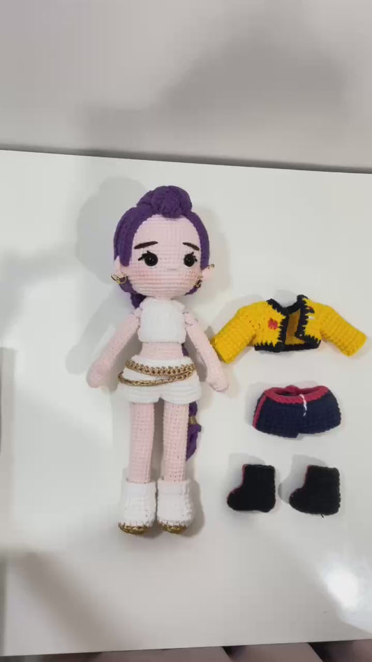 Handmade Crochet Huntrix Doll, KPop Demon Hunters