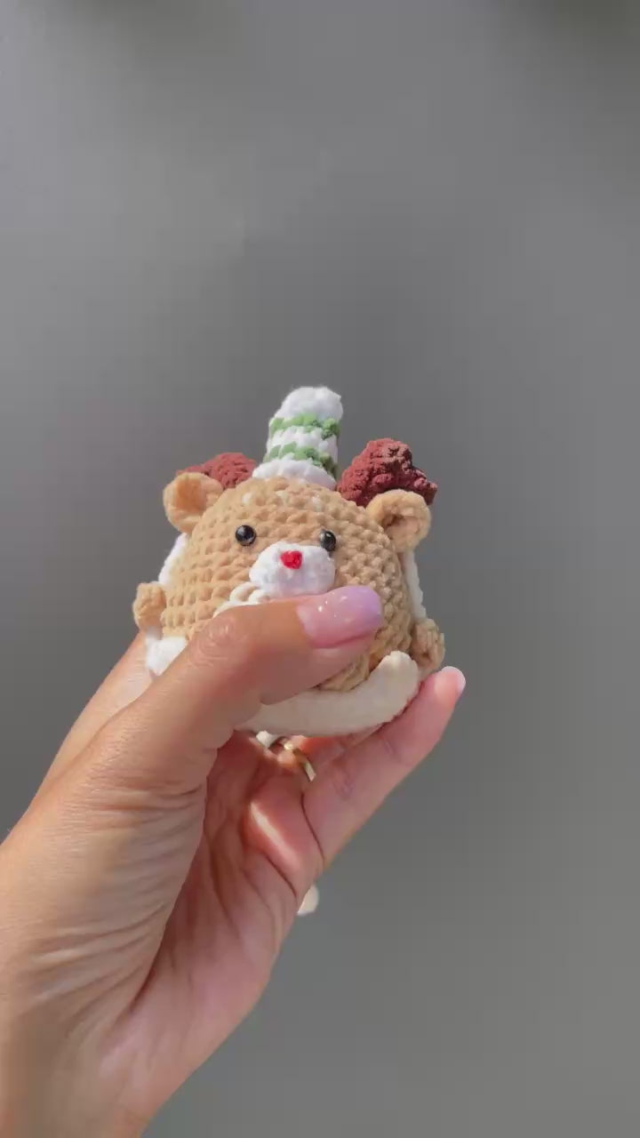 Handmade Crochet Christmas Reindeer Car Hanging