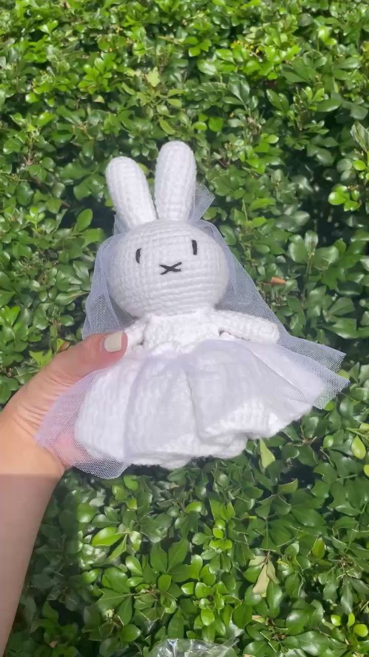 Handmade Crochet Wedding Bunny Couple Plushies