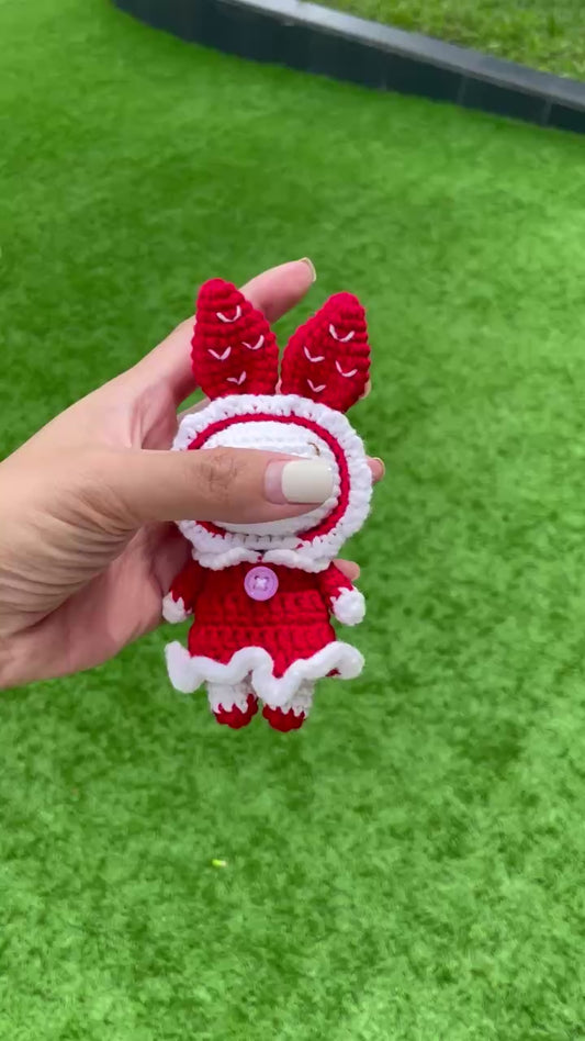 Handmade Crochet Bunny Couple Keychain