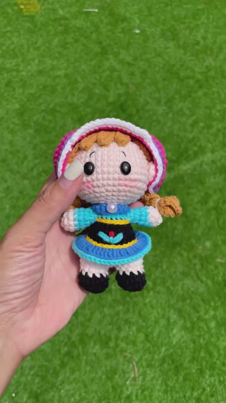 Handmade Crochet Frozen Anna Princess Keychain