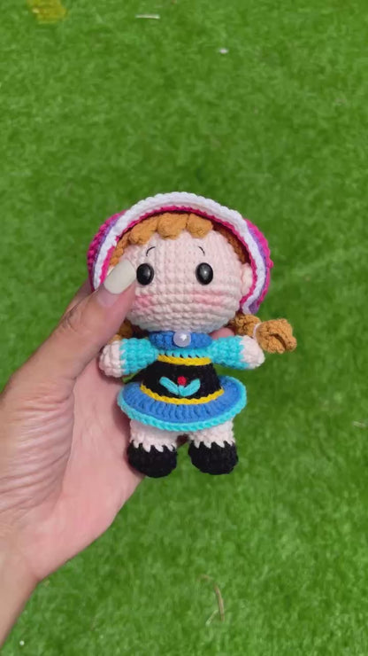 Handmade Crochet Frozen Anna Princess Keychain