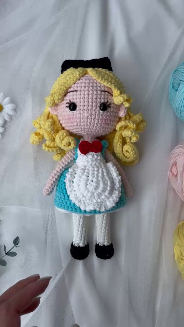 Handmade Crochet Alice in Wonderland Doll