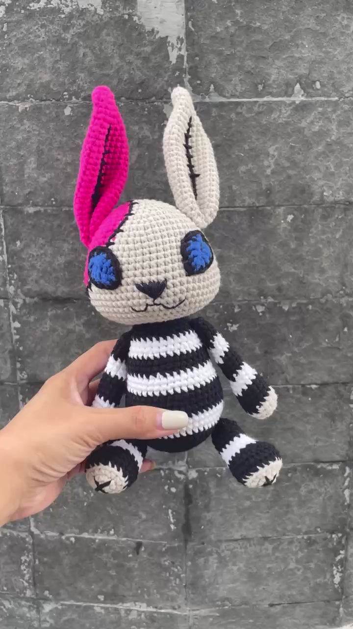 Handmade Crochet Creepy Halloween Bunny Plush