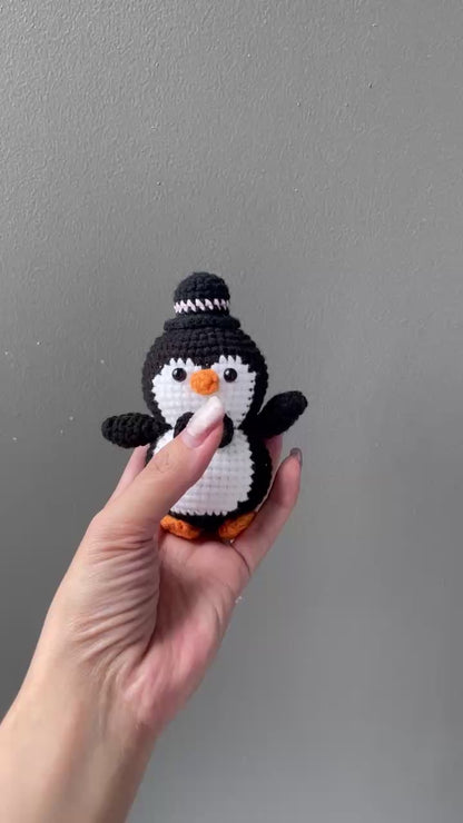 Handmade Crochet Penguin Couple Keychain