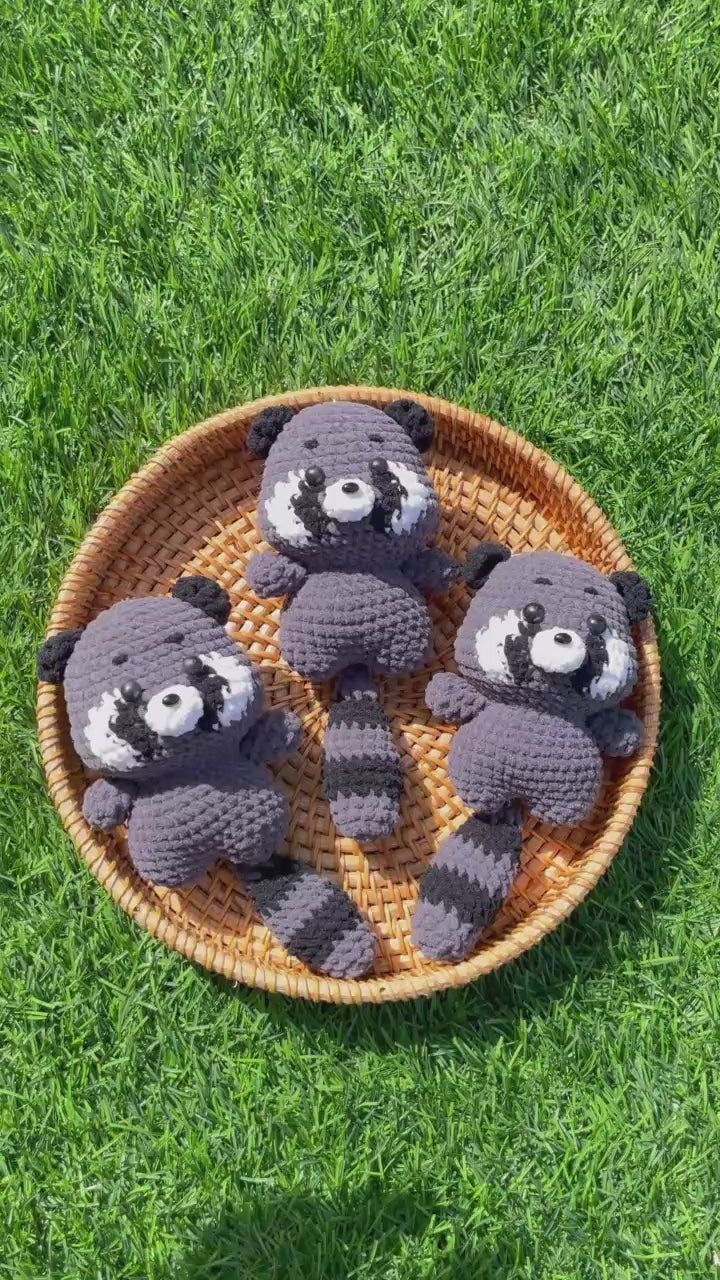 Handmade Crochet Raccoon Keychain