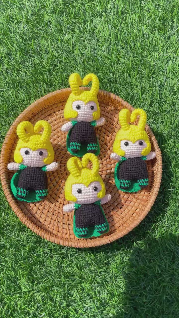 Handmade Crochet Loki Superhero Small Keychain