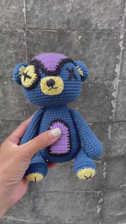 Handmade Crochet Halloween Creepy Bear Plush