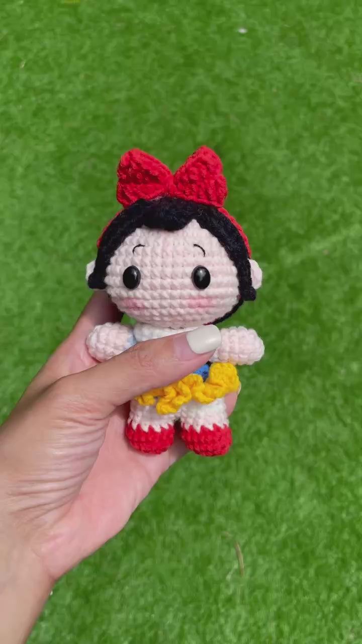 Handmade Crochet Snow White Princess Keychain