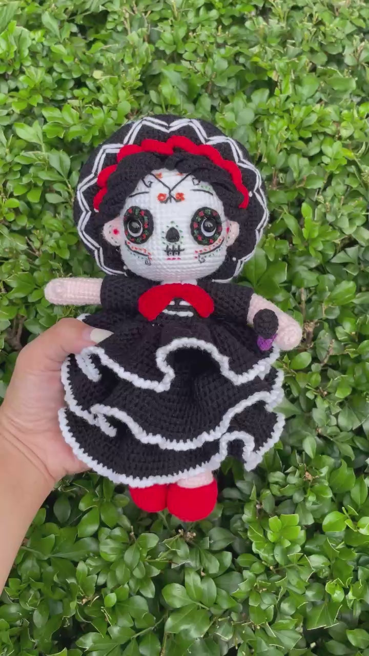 Handmade Crochet Halloween Mexican Singer Doll