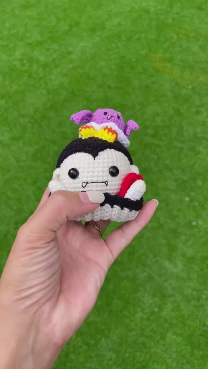 Handmade Crochet Dracula Vampire Keychain