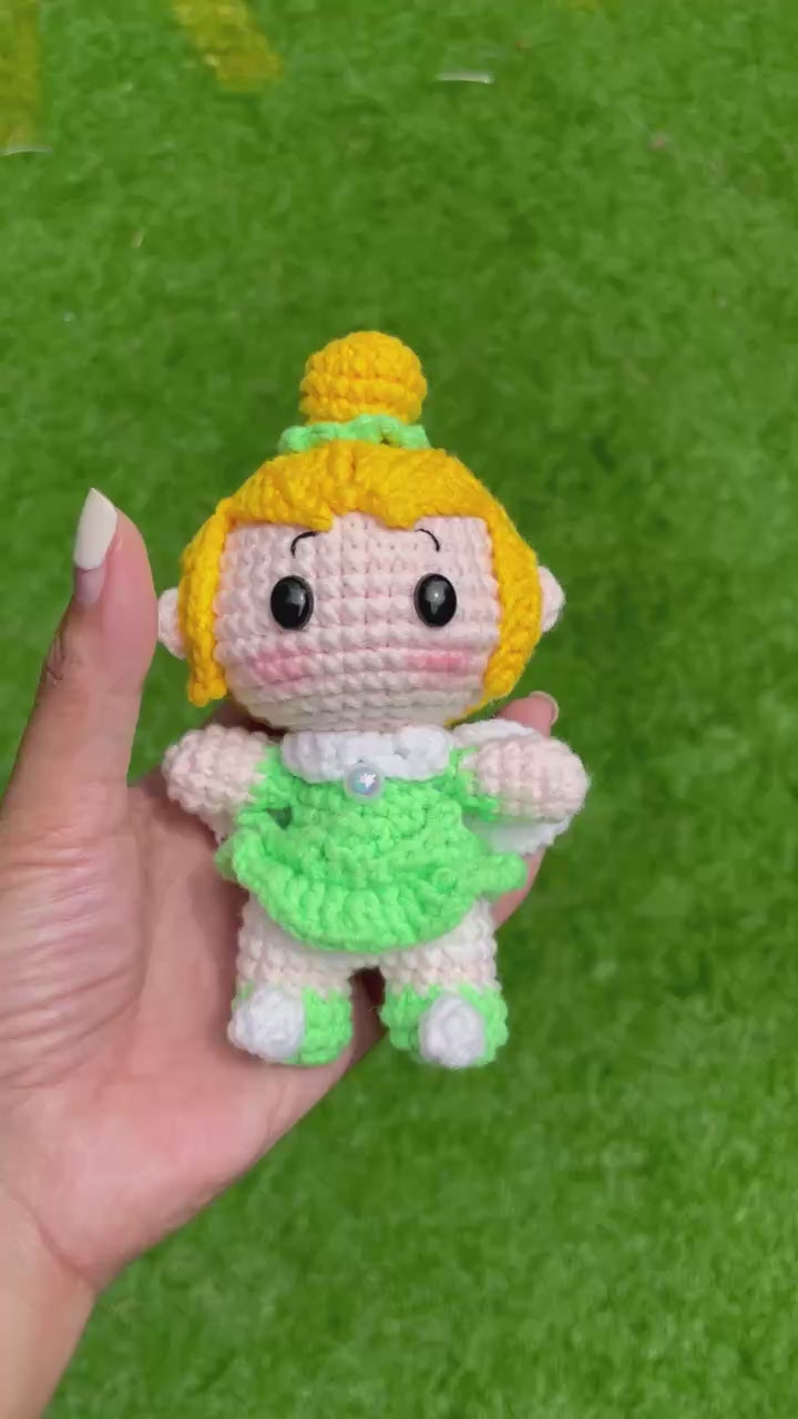 Handmade Crochet Tinker Bell Keychain
