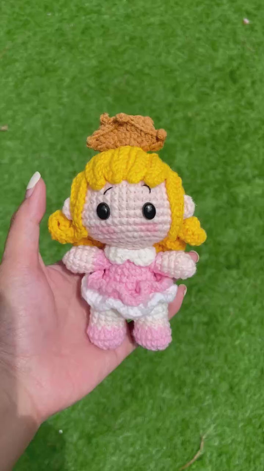 Handmade Crochet Aurora Princess Sleeping Beauty Keychain