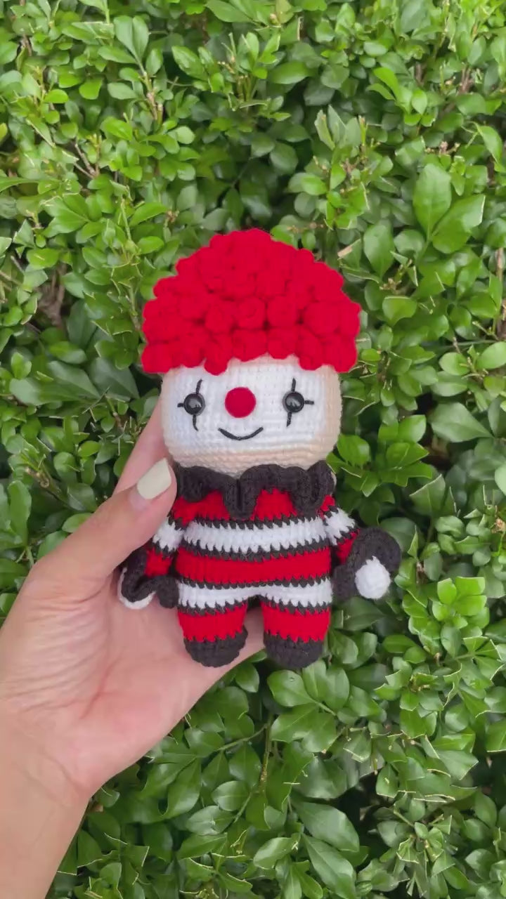 Handmade Crochet Halloween Clown Doll