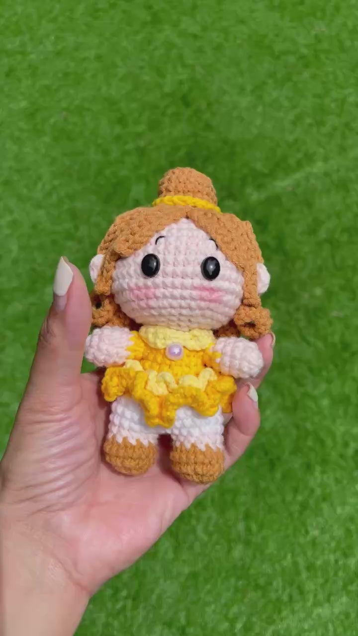 Handmade Crochet Beauty and the Beast Belle Princess Keychain