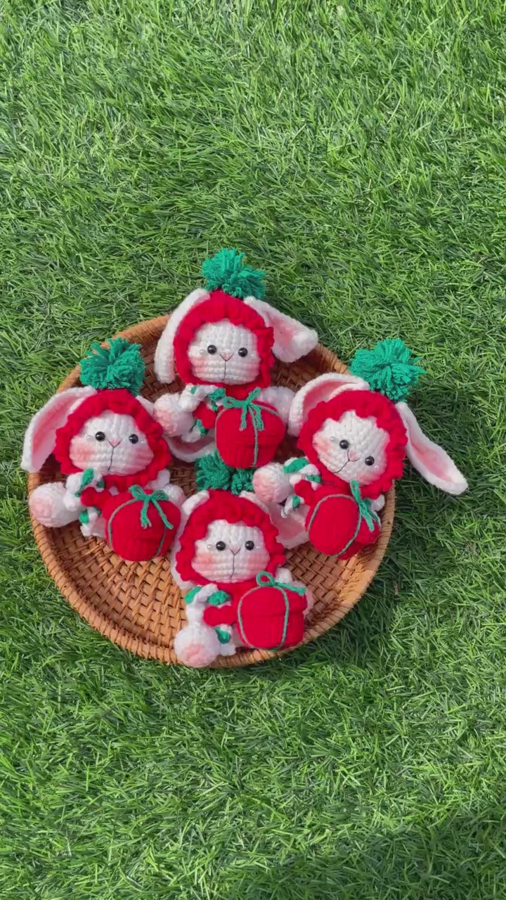 Handmade Crochet Christmas Bunny Rabbit Plush