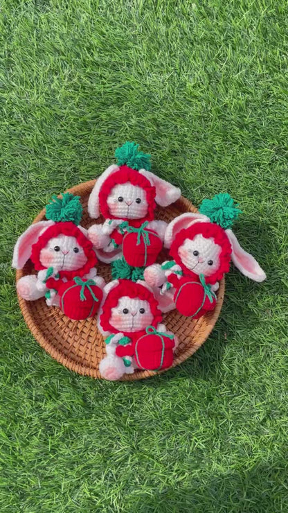 Handmade Crochet Christmas Bunny Rabbit Plush