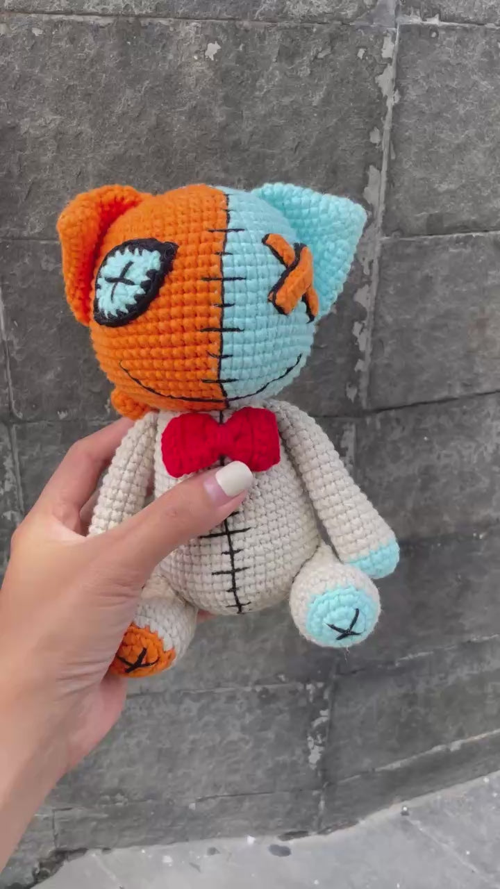 Handmade Crochet Spooky Halloween Cat Plush