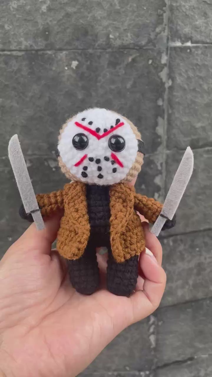 Handmade Crochet Halloween Jason Doll
