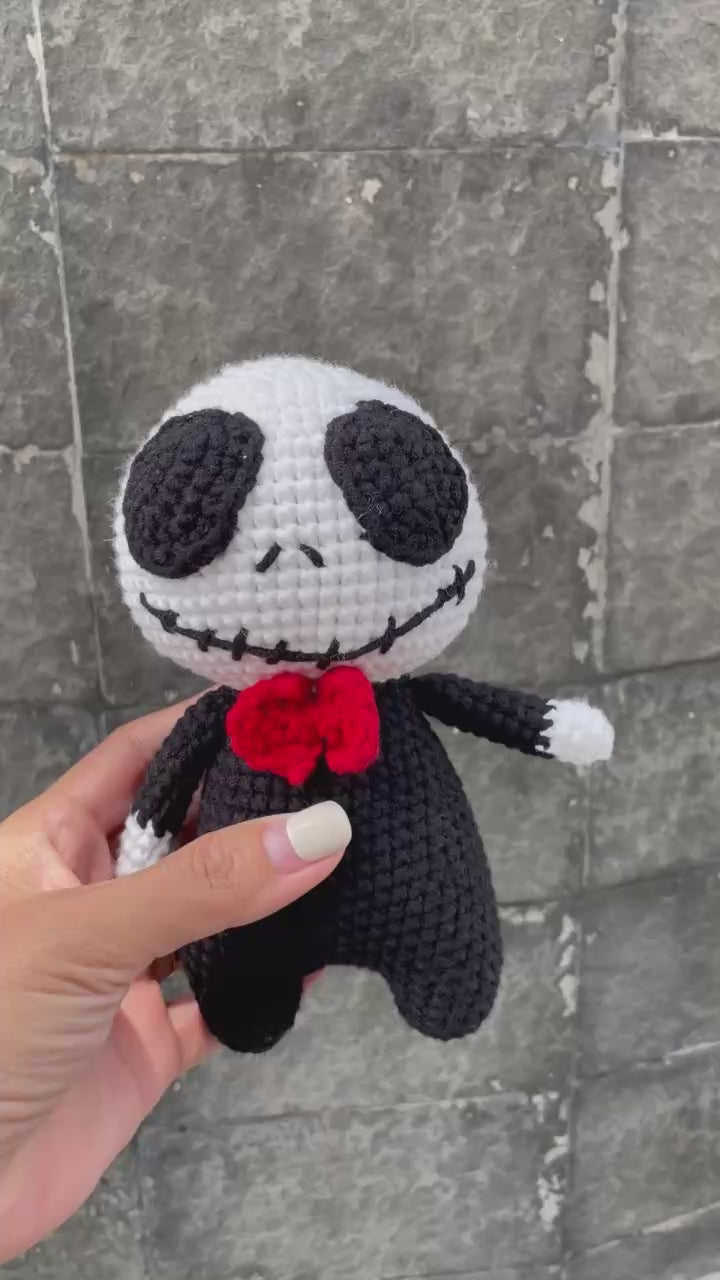 Handmade Crochet Spooky Halloween Jack Skellington Doll