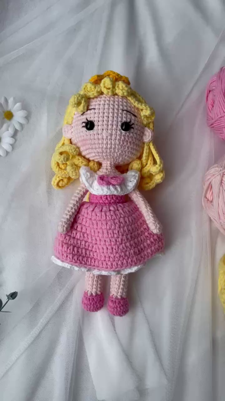 Handmade Crochet Aurora Princess Sleeping Beauty Doll