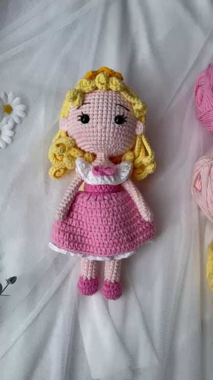 Handmade Crochet Aurora Princess Sleeping Beauty Doll