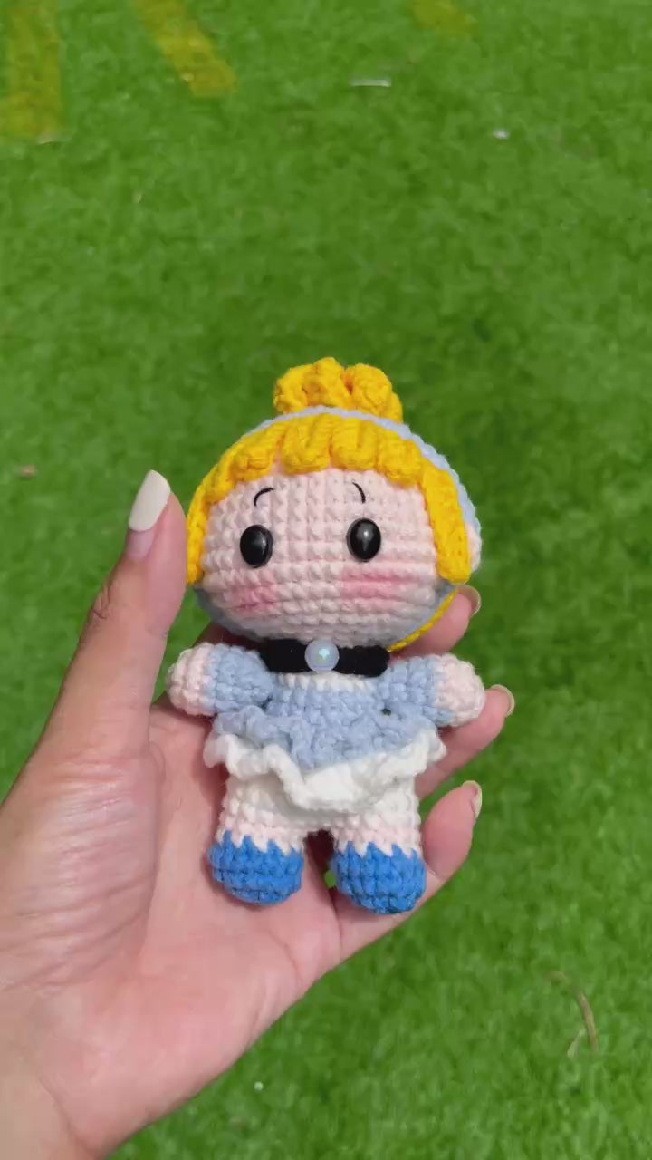 Handmade Crochet Cinderella Princess Keychain