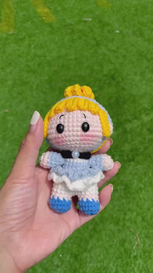 Handmade Crochet Cinderella Princess Keychain