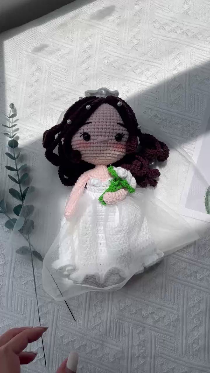 Handmade Crochet Wedding Couple - Bride and Groom Dolls