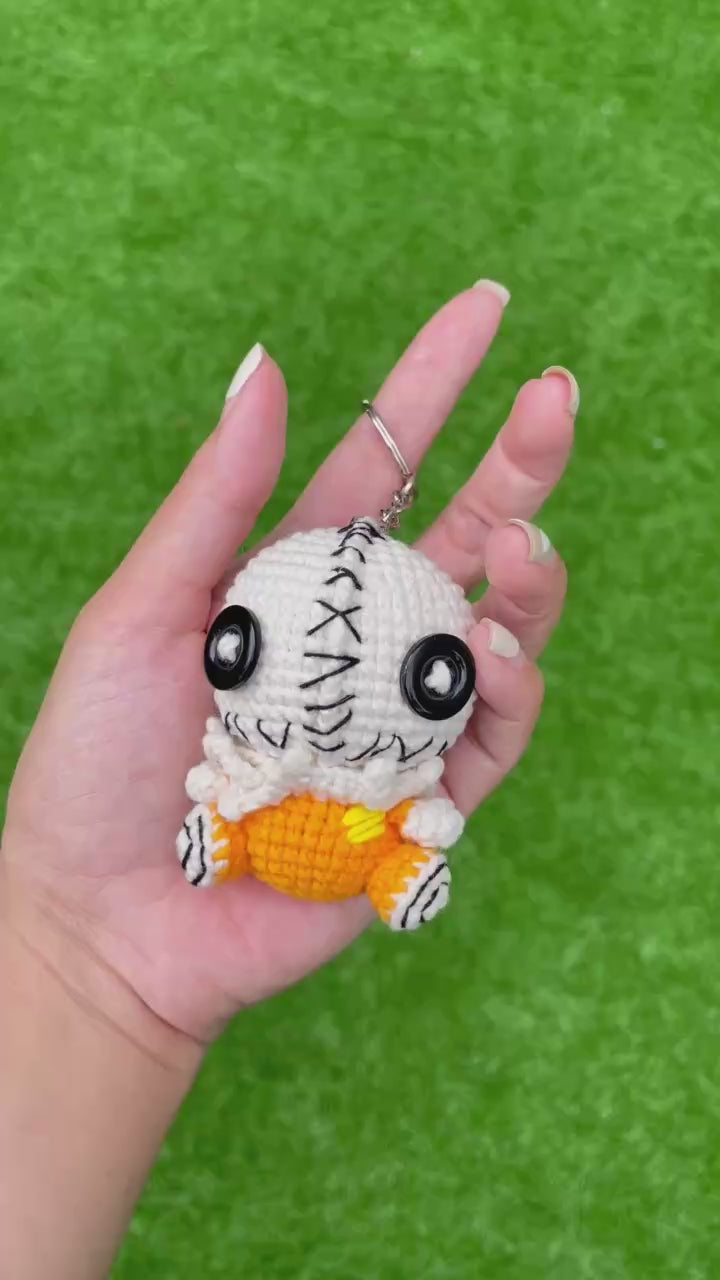 Handmade Crochet Halloween Creepy Sam Doll Keychain