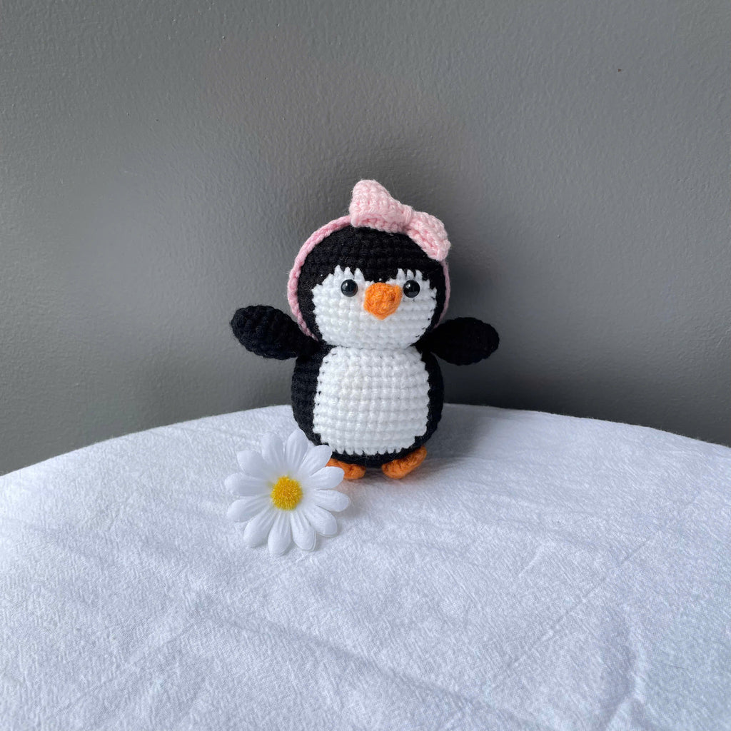 Handmade Crochet Penguin Couple Keychain