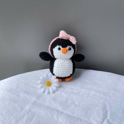 Handmade Crochet Penguin Couple Keychain