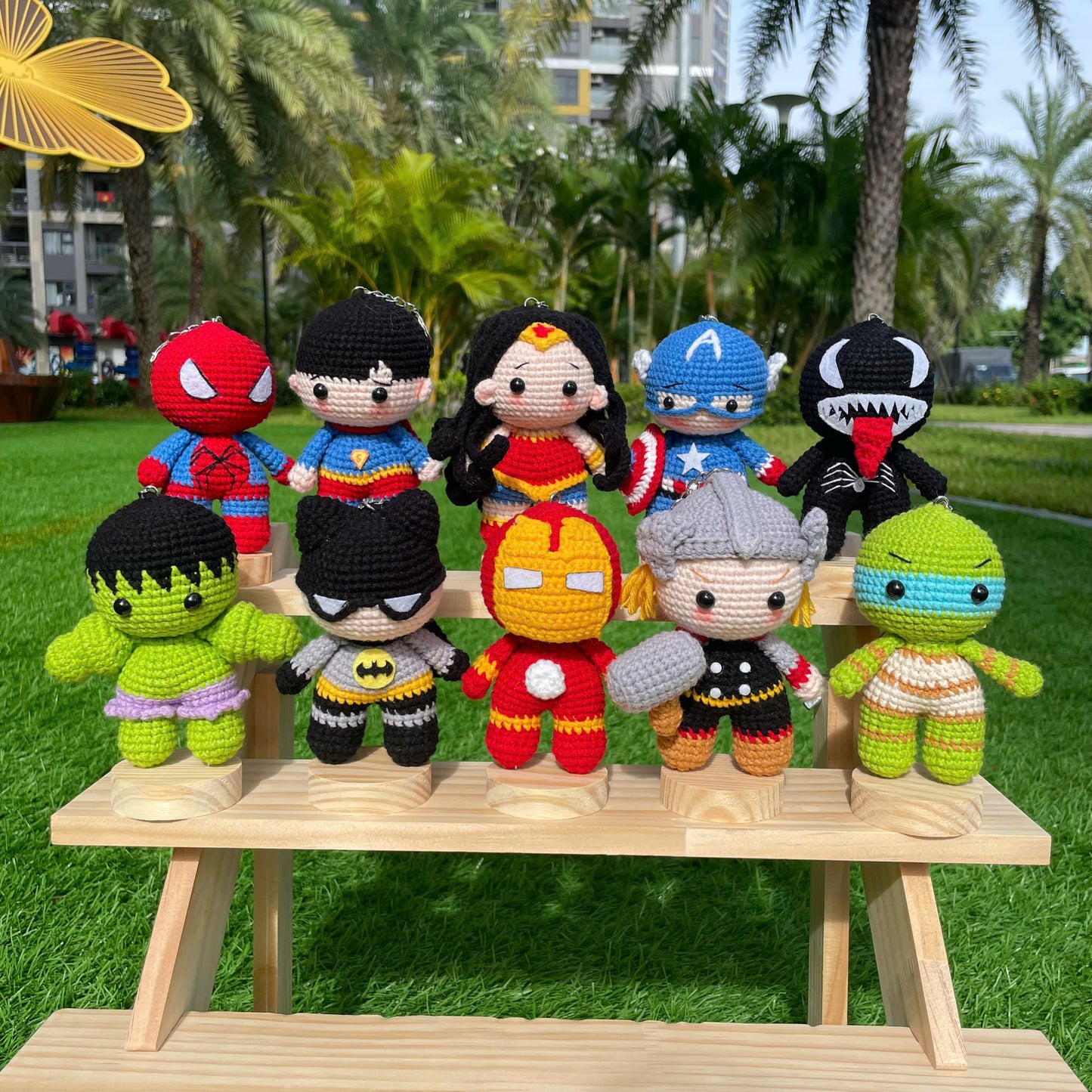 Handmade Crochet Loki Superhero Keychain