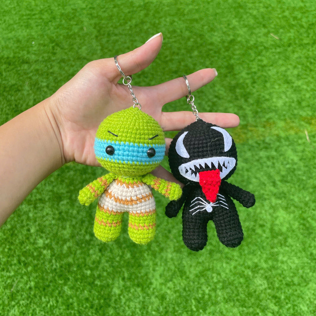 Handmade Crochet Captain America Superhero Keychain