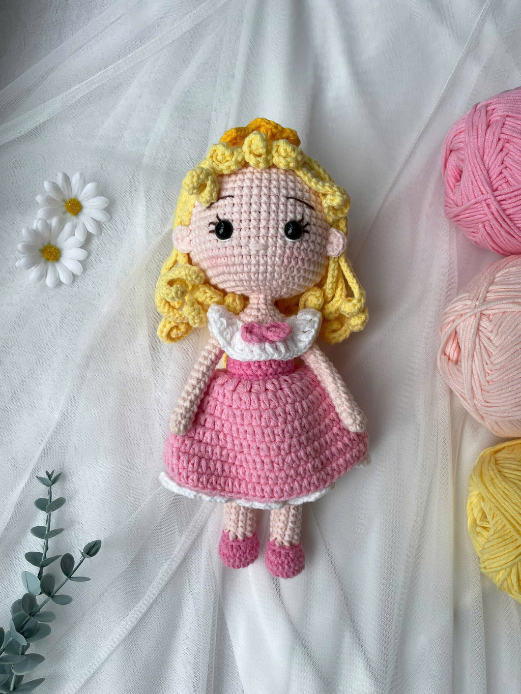 Handmade Crochet Aurora Princess Sleeping Beauty Doll
