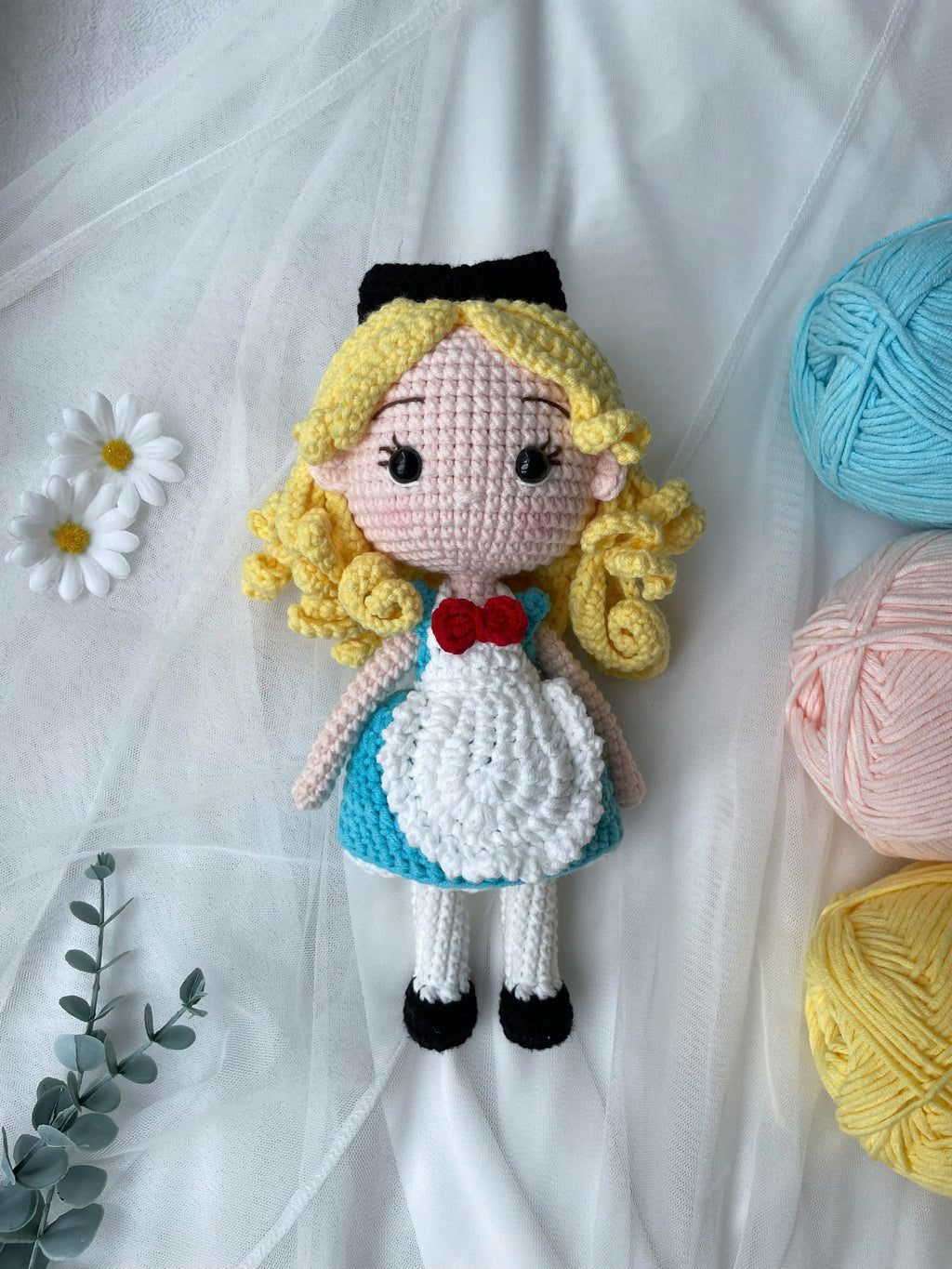 Handmade Crochet Alice in Wonderland Doll