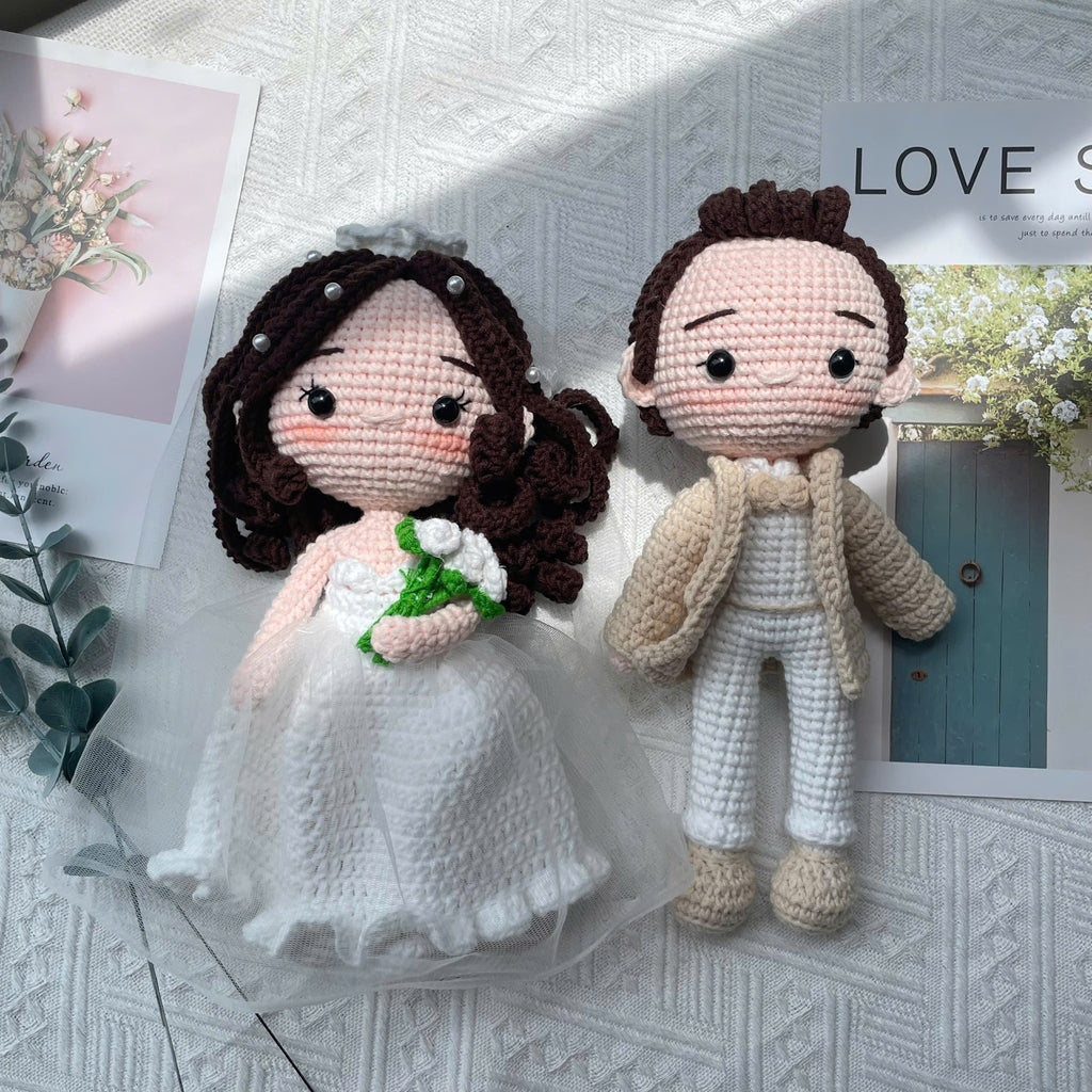 Handmade Crochet Wedding Couple - Bride and Groom Dolls
