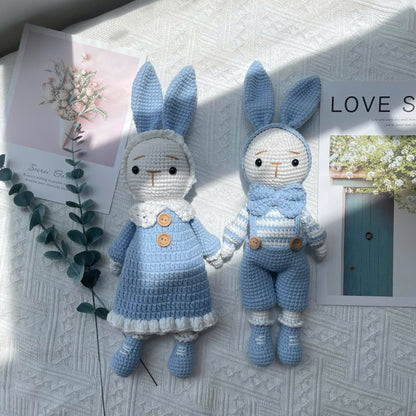 Handmade Crochet Bunny Couple Plushies
