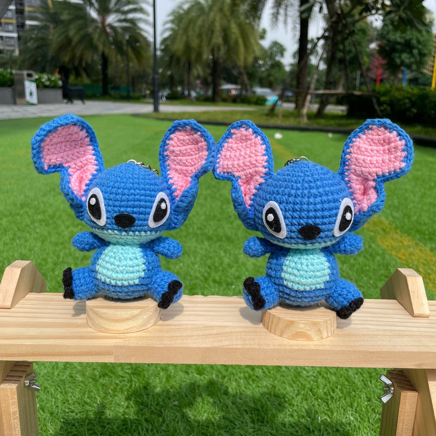 Handmade Crochet Stitch Keychain - Lilo & Stitch Charm