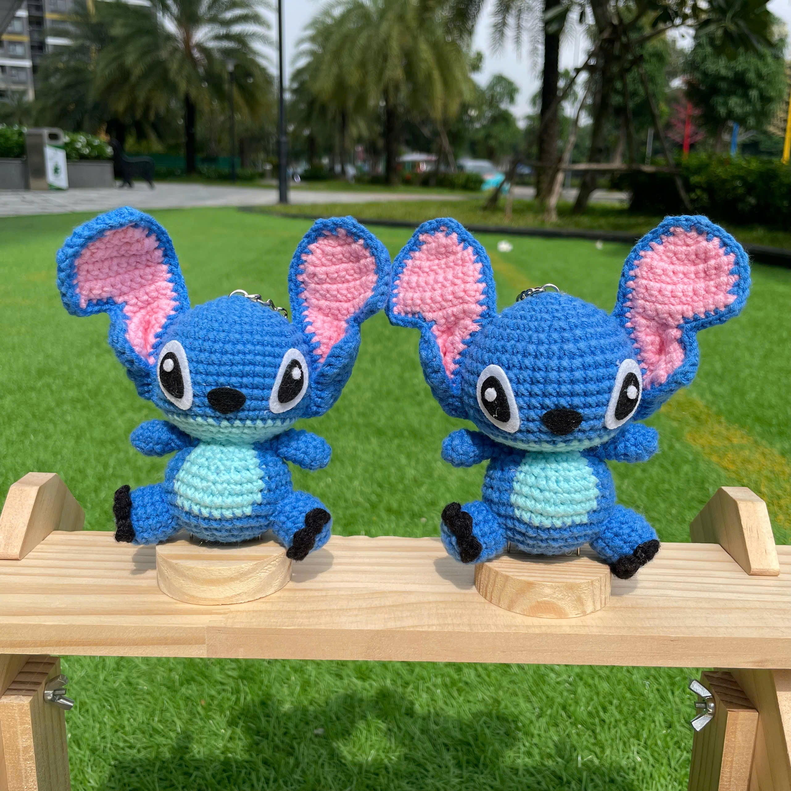 Handmade Crochet Stitch Keychain - Lilo & Stitch Charm