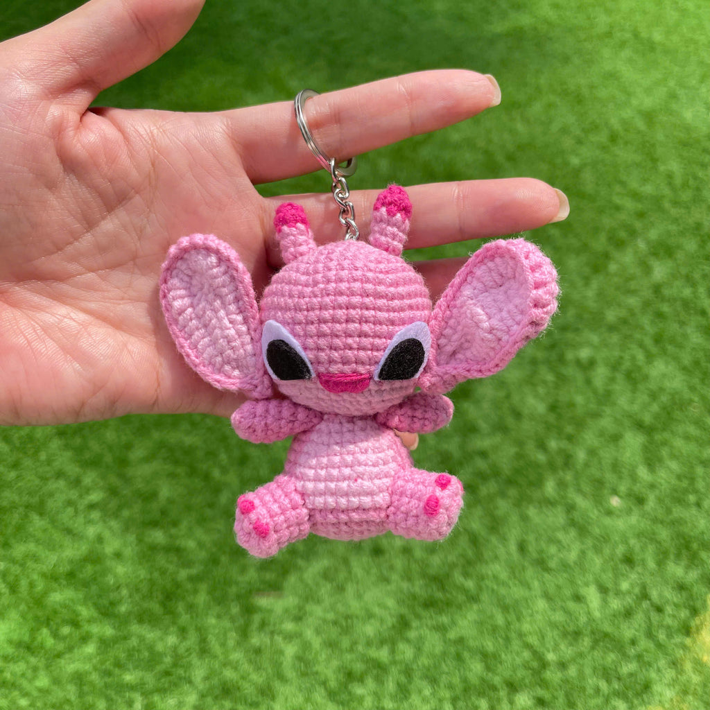 Handmade Crochet Stitch Keychain - Lilo & Stitch Charm