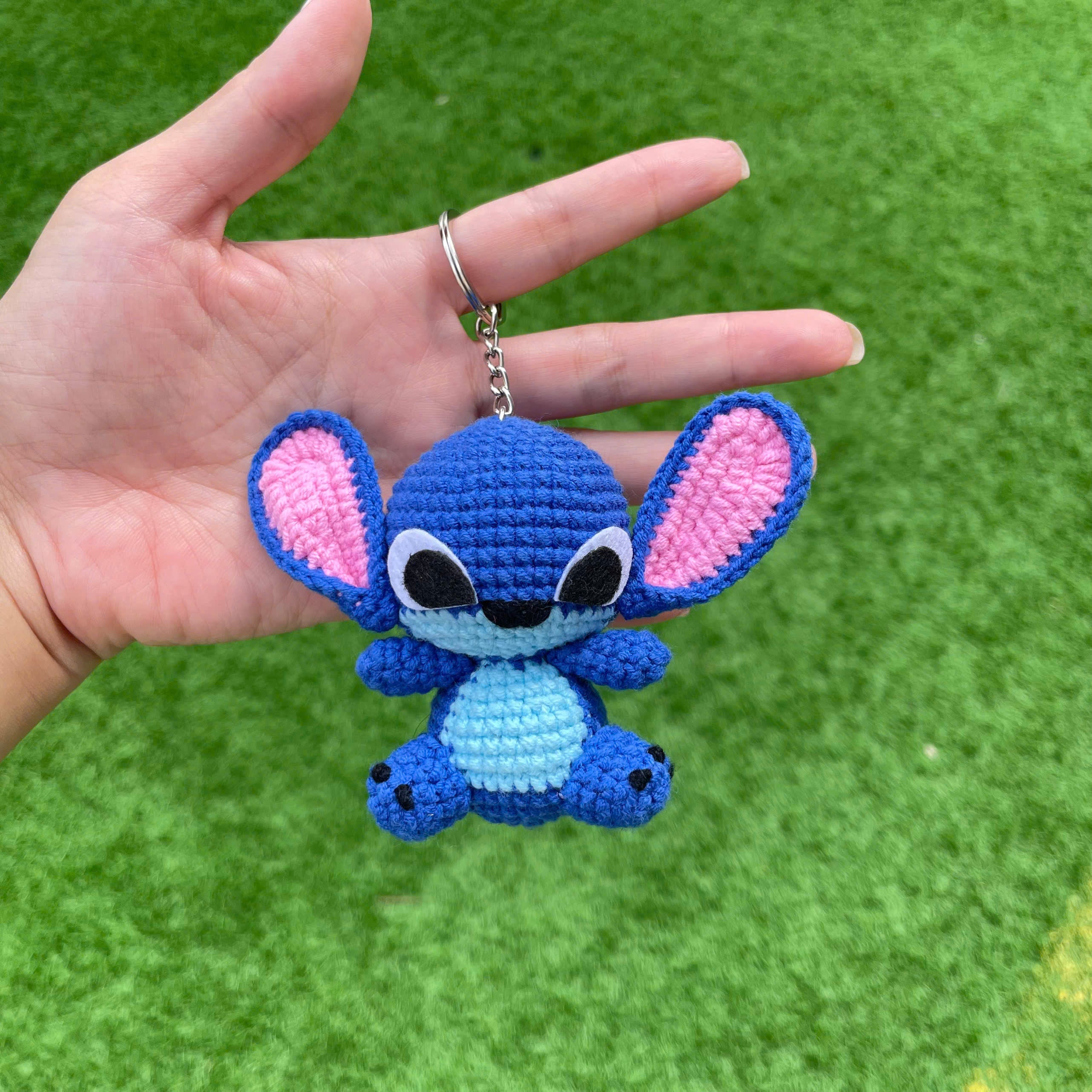 Handmade Crochet Stitch Keychain - Lilo & Stitch Charm